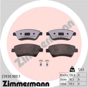 Zimmermann rd:z Brake pads for RENAULT KANGOO Rapid (FC0/1_) front