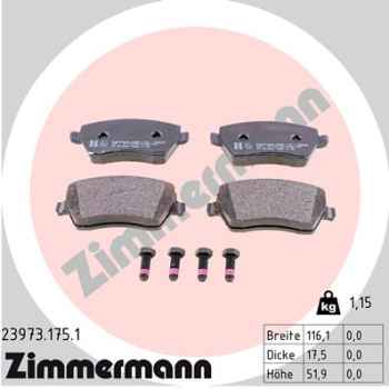 Zimmermann Brake pads for DACIA DOKKER Express front