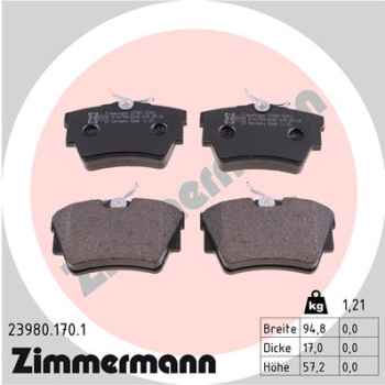 Zimmermann Brake pads for OPEL VIVARO B Combi (X82) rear