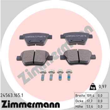 Zimmermann Brake pads for VW GOLF VII (5G1, BQ1, BE1, BE2) rear