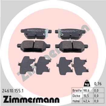 Zimmermann Brake pads for TOYOTA VERSO S (_P12_) rear