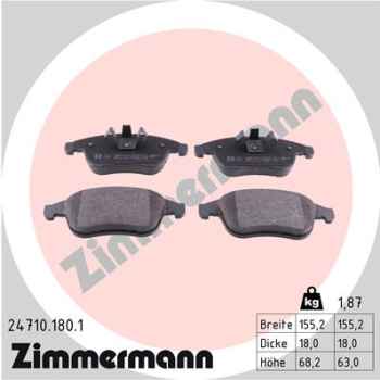 Zimmermann Brake pads for RENAULT MEGANE III Schrägheck (BZ0/1_) front