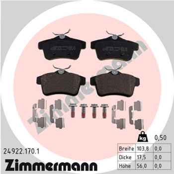 Zimmermann Brake pads for PEUGEOT 5008 (0U_, 0E_) rear