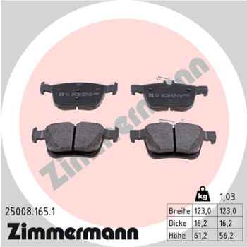 Zimmermann Brake pads for AUDI A3 (8V1, 8VK) rear