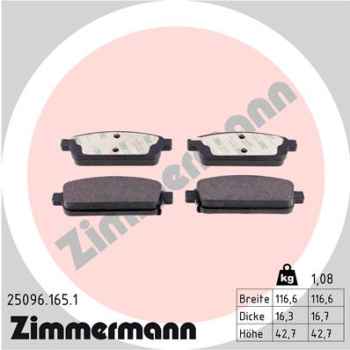 Zimmermann Brake pads for OPEL ASTRA J GTC rear