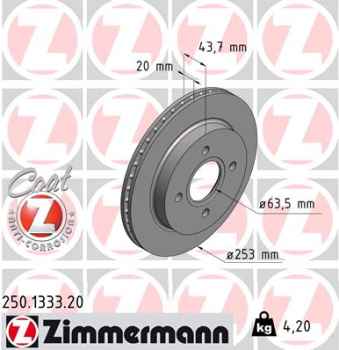 Zimmermann Brake Disc for FORD MONDEO II Turnier (BNP) rear