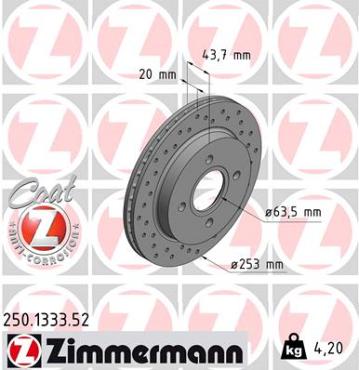 Zimmermann Sport Brake Disc for FORD MONDEO II Turnier (BNP) rear