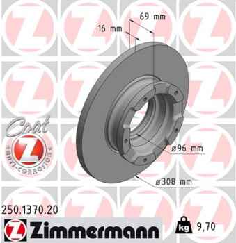 Zimmermann Brake Disc for FORD TRANSIT CUSTOM Kasten rear