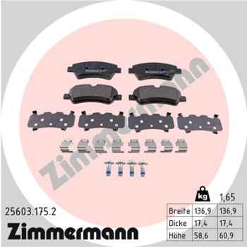 Zimmermann Brake pads for FORD TRANSIT CUSTOM Kasten rear