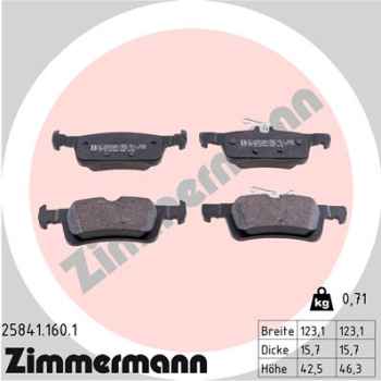 Zimmermann Brake pads for PEUGEOT 308 SW II rear