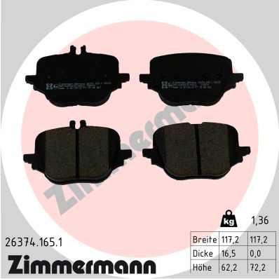 Zimmermann Brake pads for MERCEDES-BENZ S-KLASSE (V223) rear