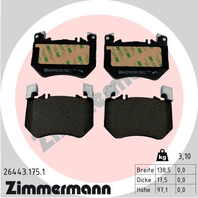 Zimmermann Brake pads for MERCEDES-BENZ S-KLASSE (V223) front