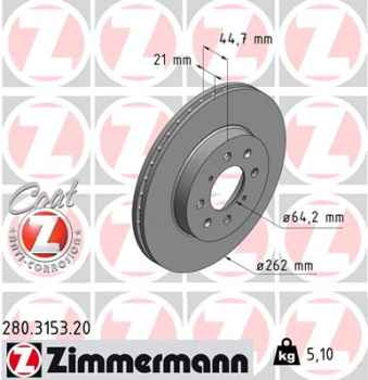 Zimmermann Brake Disc for ROVER 45 Stufenheck (RT) front