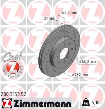 Zimmermann Sport Brake Disc for HONDA JAZZ III (GE_, GG_, GP_) front