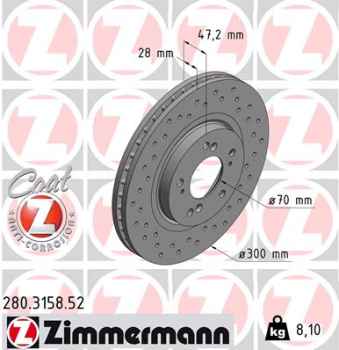 Zimmermann Sport Brake Disc for HONDA ACCORD VI (CK, CG, CH, CF8) front