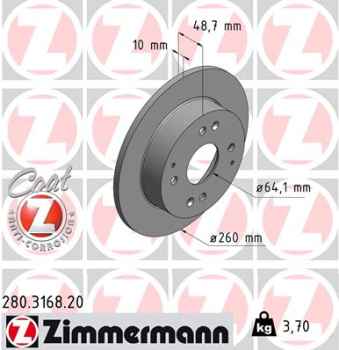 Zimmermann Brake Disc for HONDA ACCORD IV Aerodeck (CB) rear