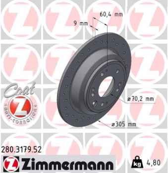 Zimmermann Sport Brake Disc for HONDA ACCORD VIII Tourer (CW) rear