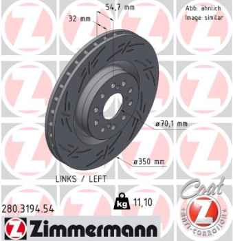 Zimmermann Sportbremsscheibe Black Z für HONDA CIVIC X Schrägheck (FC_, FK_) vorne links