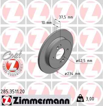 Zimmermann Bremsscheibe für KIA PICANTO (JA) hinten