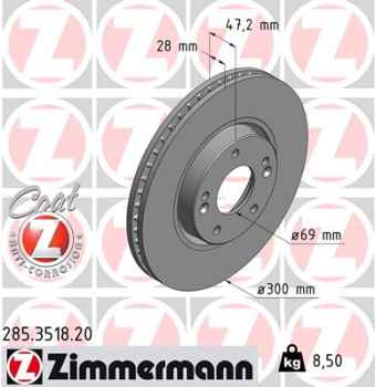 Zimmermann Brake Disc for KIA CARENS IV front