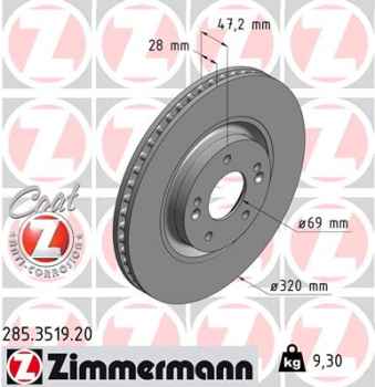 Zimmermann Brake Disc for HYUNDAI i40 (VF) front