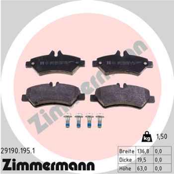 Zimmermann Brake pads for MERCEDES-BENZ SPRINTER 3-t Kasten (906) rear