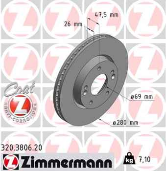 Zimmermann Brake Disc for KIA MAGENTIS (MG) front