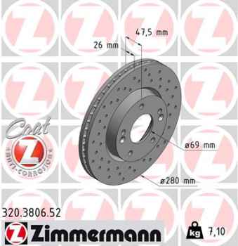 Zimmermann Sport Brake Disc for KIA MAGENTIS (MG) front