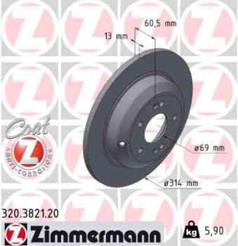 Zimmermann Brake Disc for KIA STINGER Hatchback Van (CK) rear