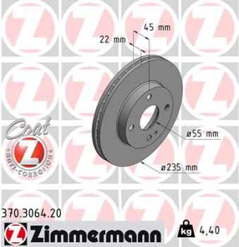 Zimmermann Brake Disc for MAZDA 323 C V (BA) front