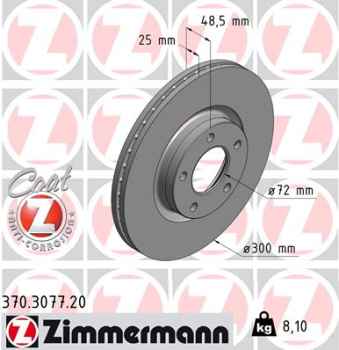 Zimmermann Brake Disc for MAZDA 3 Stufenheck (BK) front
