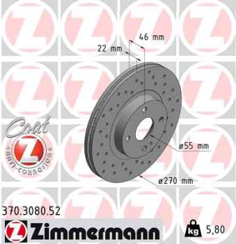 Zimmermann Sportbremsscheibe Sport Z für MAZDA MX-5 II (NB) vorne