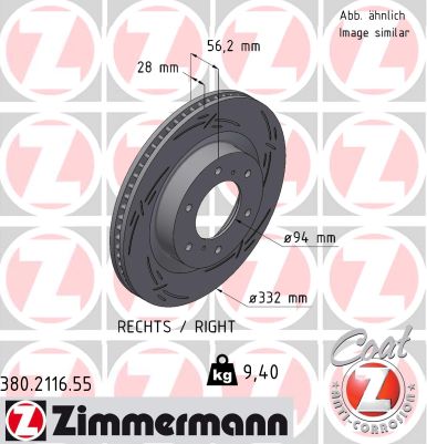 Zimmermann Sportbremsscheibe Black Z für MITSUBISHI PAJERO IV Van (V9_, V8_, V8_V) vorne