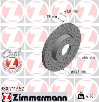 Zimmermann Sport Brake Disc for MITSUBISHI ATTRAGE Stufenheck (A1_A) front