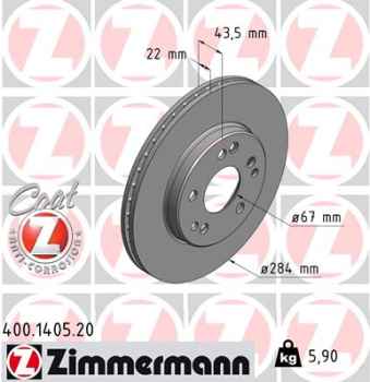 Zimmermann Brake Disc for MERCEDES-BENZ SL (R107) front