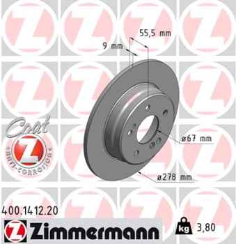 Zimmermann Brake Disc for MERCEDES-BENZ E-KLASSE T-Model (S124) rear