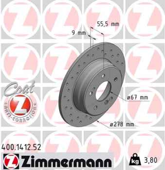 Zimmermann Sport Brake Disc for MERCEDES-BENZ C-KLASSE T-Model (S203) rear