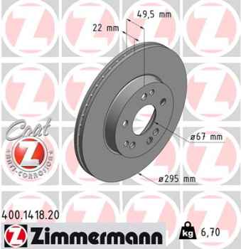 Zimmermann Brake Disc for MERCEDES-BENZ E-KLASSE Cabriolet (A124) front