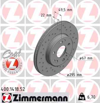 Zimmermann Sport Brake Disc for MERCEDES-BENZ CABRIOLET (A124) front