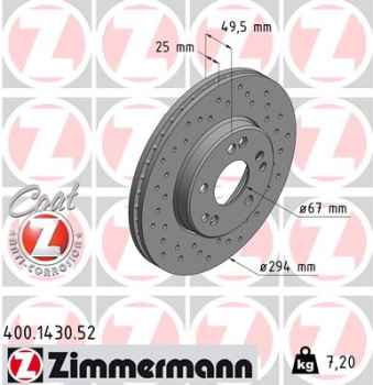 Zimmermann Sport Brake Disc for MERCEDES-BENZ COUPE (C124) front