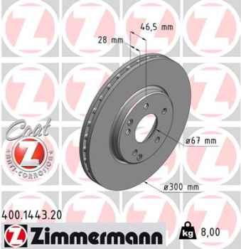 Zimmermann Brake Disc for MERCEDES-BENZ C-KLASSE Sportcoupe (CL203) front