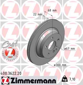 Zimmermann Brake Disc for MERCEDES-BENZ GLK-KLASSE (X204) rear