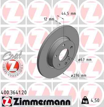 Zimmermann Brake Disc for MERCEDES-BENZ A-KLASSE (W169) front