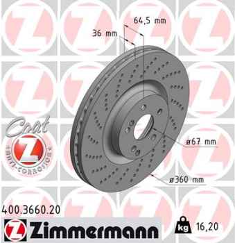 Zimmermann Brake Disc for MERCEDES-BENZ C-KLASSE Cabriolet (A205) front
