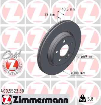 Zimmermann Brake Disc for MERCEDES-BENZ C-KLASSE Coupe (C205) rear