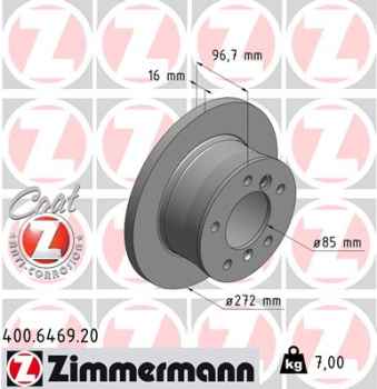 Zimmermann Brake Disc for MERCEDES-BENZ SPRINTER 3-t Pritsche/Fahrgestell (903) rear