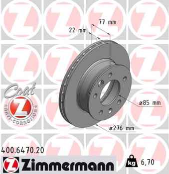 Zimmermann Brake Disc for MERCEDES-BENZ SPRINTER 2-t Kasten (901, 902) front