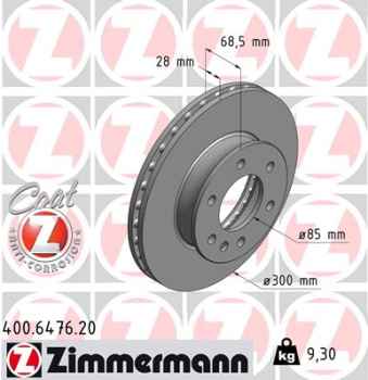 Zimmermann Brake Disc for MERCEDES-BENZ SPRINTER 3-t Kasten (906) front