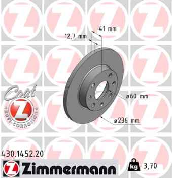 Zimmermann Brake Disc for OPEL ASTRA F (T92) front