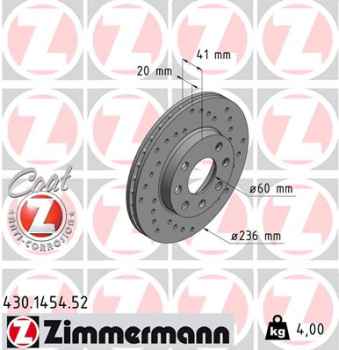 Zimmermann Sport Brake Disc for DAEWOO LANOS (KLAT) front